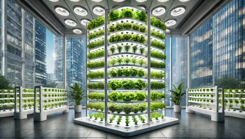 Foto di una vertical farm generata con IA